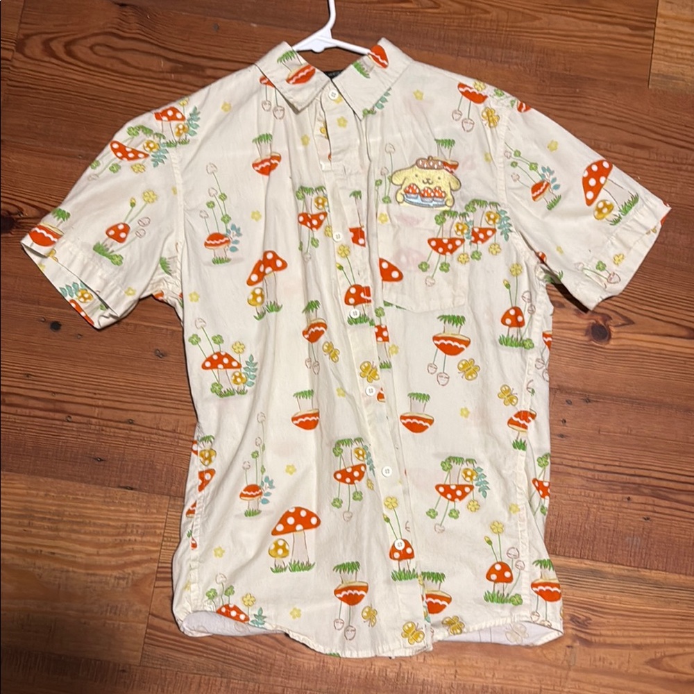 Sanrio Orange and Green Casual Button Down Shirt